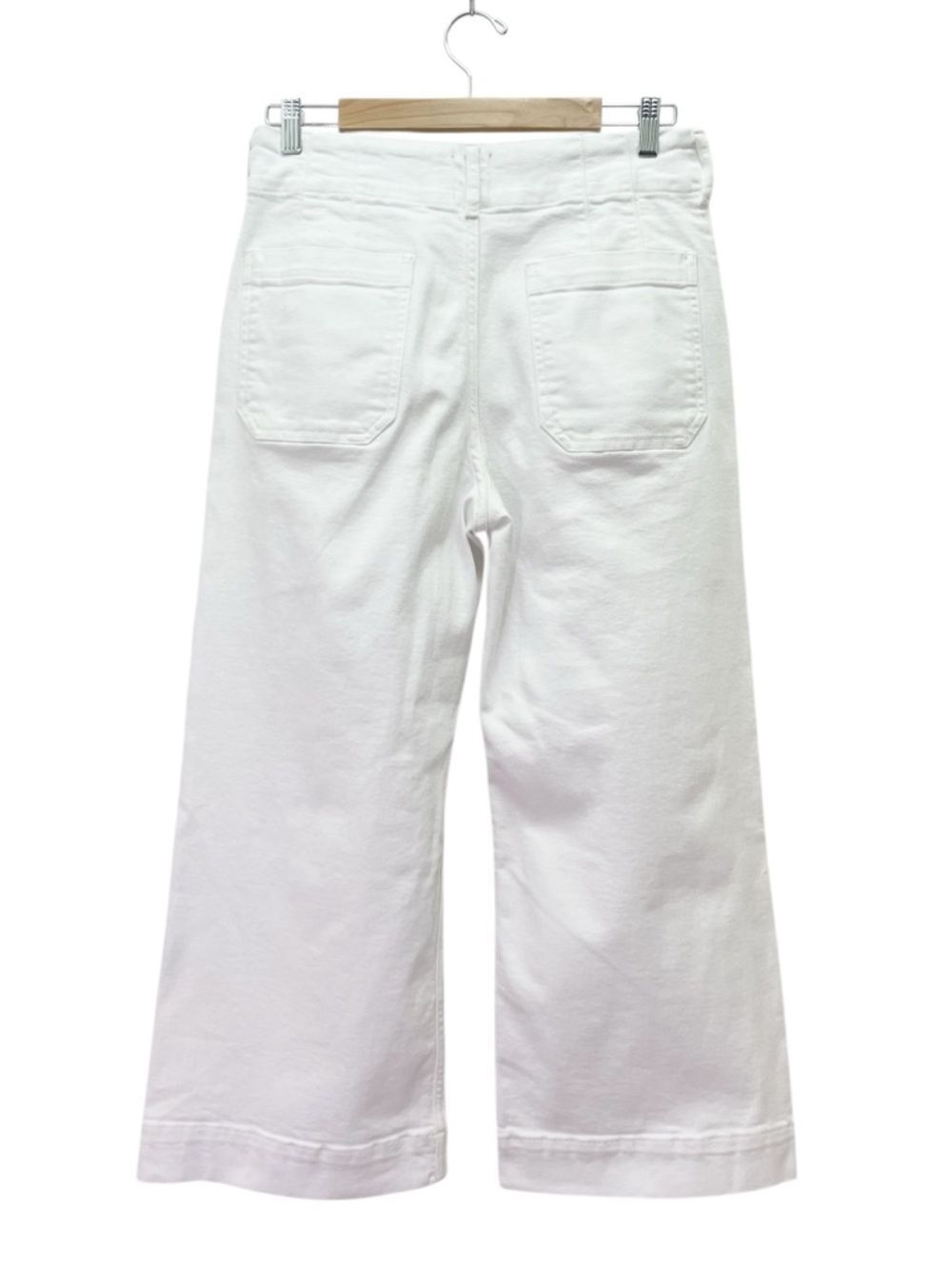 Anthropologie Maeve Colette Crop 26 Wide Leg Jeans White High Rise Patch Pocket - Picture 3 of 12